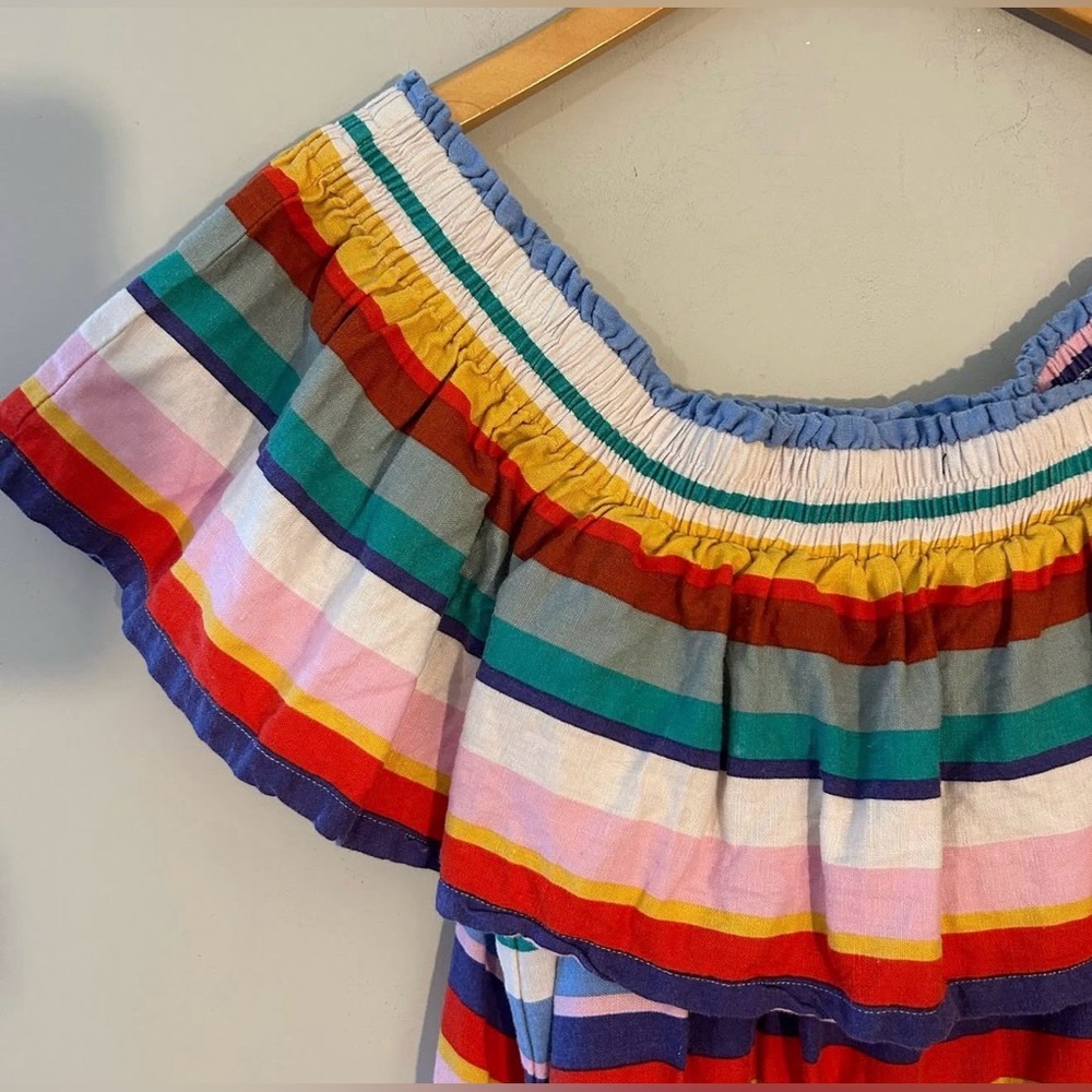 Anthropologie Summer Dress Maeve‎ linen off shoulder colorful sun dress pool - Picture 3 of 3